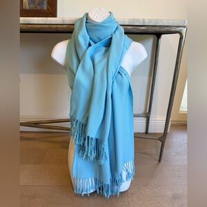 Light Blue Fringed Scarf
